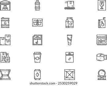 Packaging icons collection is a vector illustration with editable stroke.