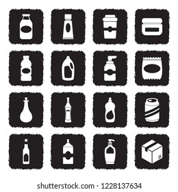 Packaging Icons. Grunge Black Flat Design. Vector Illustration. 
