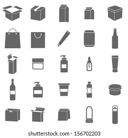 Packaging Icons On White Background, Stock Vector