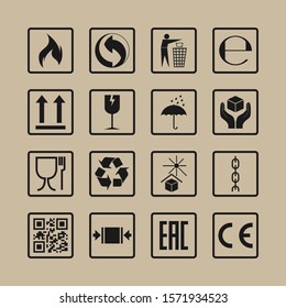 Packaging Icons Package Signs Set Vector Stock Vector (Royalty Free ...