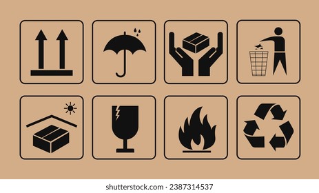 Iconos de empaque, signos de paquete establecidos