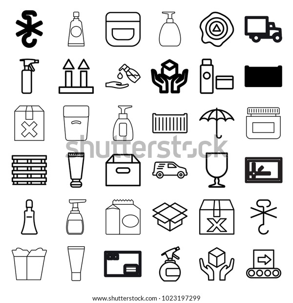 Packaging Icons Set 36 Editable Outline Stock Vector Royalty Free