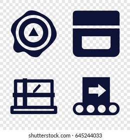 Packaging icons set. set of 4 packaging filled icons such as parcel, cream, arrow up
