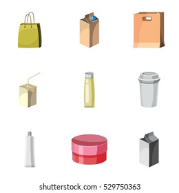 Packaging icons set. Cartoon illustration of 9 packaging vector icons for web