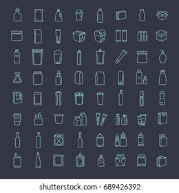 Packaging, icons set. For packaging products and materials, vector line illustration.