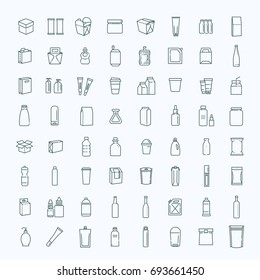 Packaging, icons set. For packaging products and materials, vector line illustration.