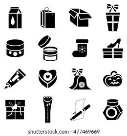 Packaging icons set in simple style. Gift boxes and containers set collection vector illustration
