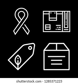 packaging icons set with tag, package and ribbon vector set