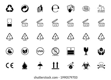 Packaging Icons Vector Set Triman Mobius Stock Vector (Royalty Free ...