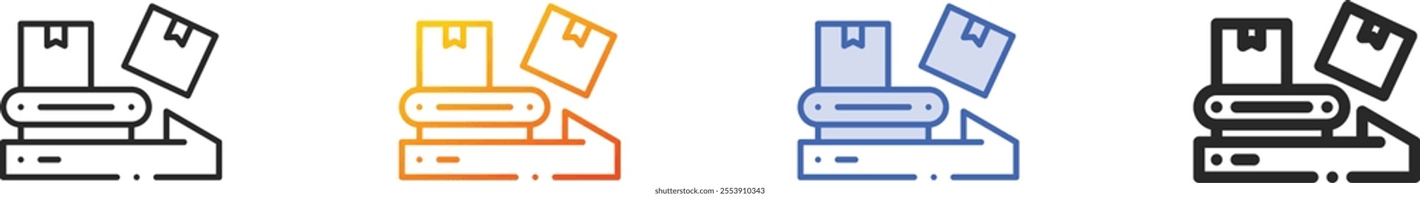 packaging icon.Thin Linear, Gradient, Blue Stroke and bold Style Design Isolated On White Background