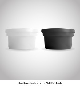 Packaging illustration of Plastic Bottle in white and black color. Product template for design. Mock-up.