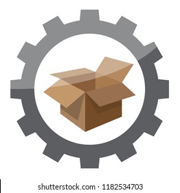 packaging industry sign symbol, vector flat logo on white background