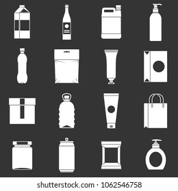 Packaging items icons set vector white isolated on grey background 