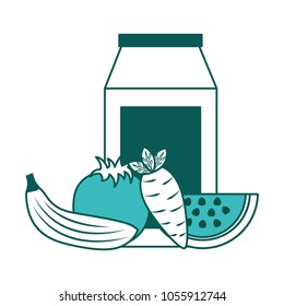 packaging juice and carrot banana tomato watermelon