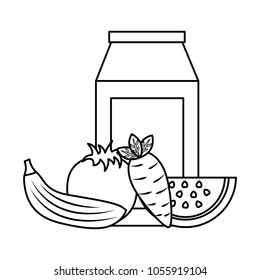 packaging juice and carrot banana tomato watermelon