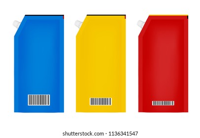 Packaging for ketchup or mayonnaise in vector isolated on white background.