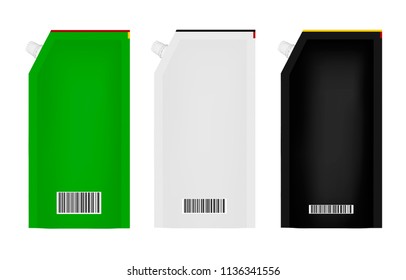 Packaging for ketchup or mayonnaise in vector isolated on white background.