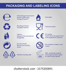 Packaging Labeling Vector Icons Stock Vector (Royalty Free) 2175205891 ...