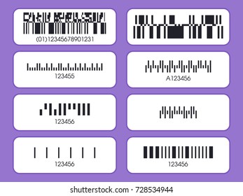 Packaging labels. Barcode sticker set. Various vector barcode