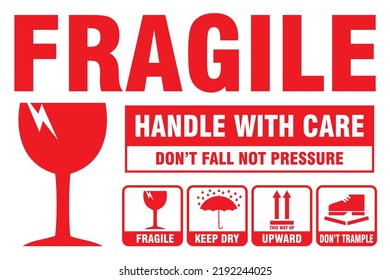 Packaging Labels Fragile Fragile Handle Care Stock Vector (Royalty Free ...