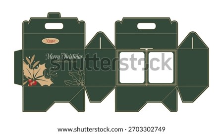  Packaging layout for Marry Christmas nature boxes dieline printable celebration and invitation
