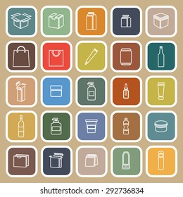 Packaging line flat icons on brown background, stock vector