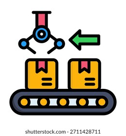 Línea de embalaje Icon Line Color Ilustración vectorial