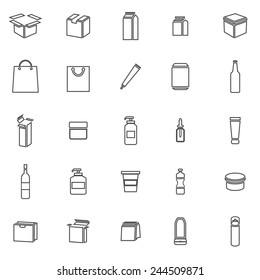 Packaging line icons on white background, stock vector