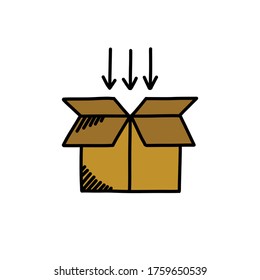 packaging logistics doodle icon, vector illustration