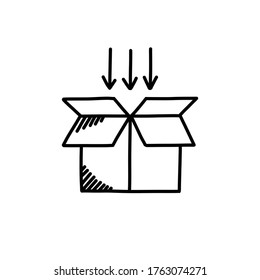 packaging logistics doodle icon, vector illustration