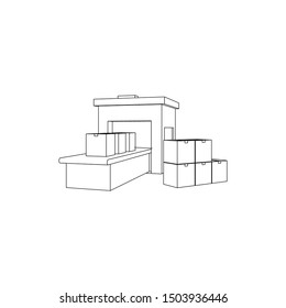 Packaging Machine isolated line art (Business brochure asset)