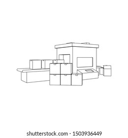 Packaging Machine isolated line art (Business brochure asset)