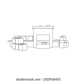 Packaging Machine isolated line art (Business brochure asset)