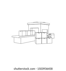 Packaging Machine isolated line art (Business brochure asset)