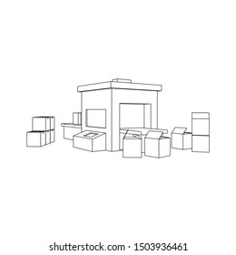 Packaging Machine isolated line art (Business brochure asset)