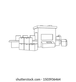 Packaging Machine isolated line art (Business brochure asset)