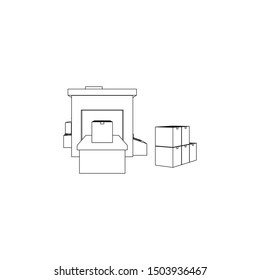 Packaging Machine isolated line art (Business brochure asset)