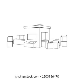 Packaging Machine isolated line art (Business brochure asset)