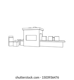 Packaging Machine isolated line art (Business brochure asset)