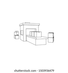 Packaging Machine isolated line art (Business brochure asset)