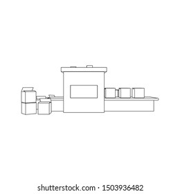 Packaging Machine isolated line art (Business brochure asset)