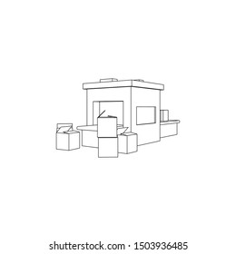 Packaging Machine isolated line art (Business brochure asset)