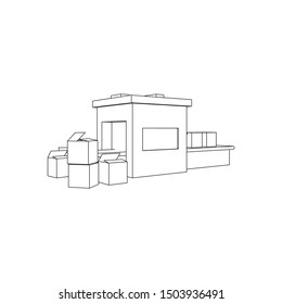 Packaging Machine isolated line art (Business brochure asset)