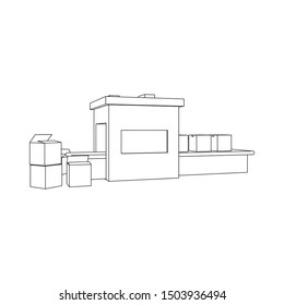 Packaging Machine isolated line art (Business brochure asset)