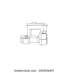 Packaging Machine isolated line art (Business brochure asset)