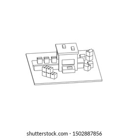 Packaging Machine Isometric Line Art isolated