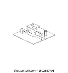 Packaging Machine Isometric Line Art isolated