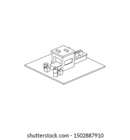 Packaging Machine Isometric Line Art isolated