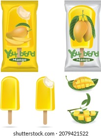 Packaging with mango flavored ice cream.illustration vector