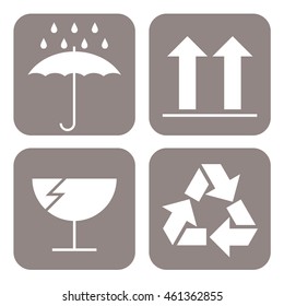 Packaging marks  icons or symbols vector set.